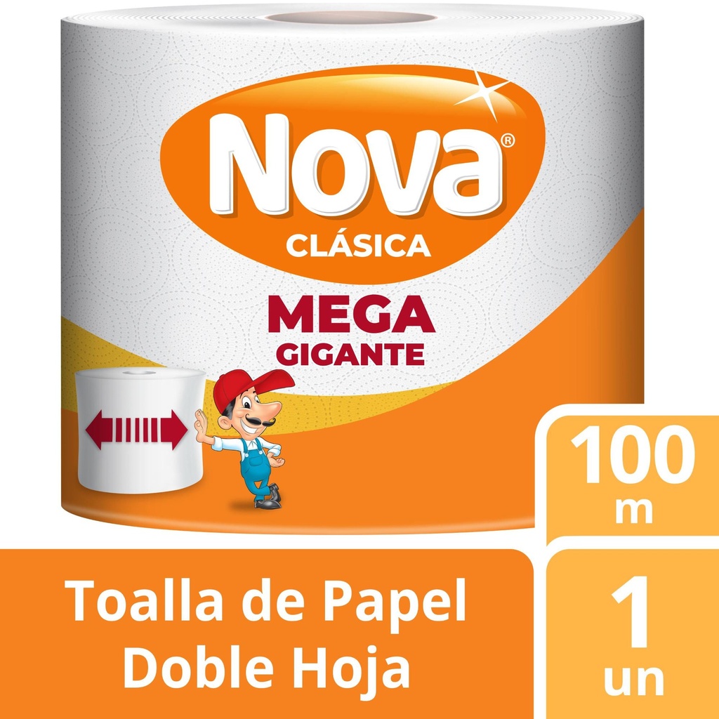 Toalla de papel nova clasica  mega gigante 100M 1 Un Nova