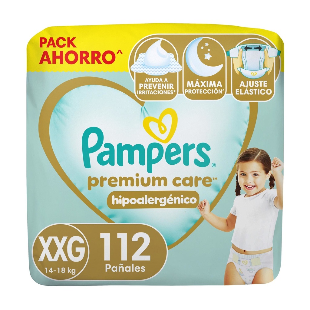 Pañales Pampers Premium Care XXG 112 Un Pampers