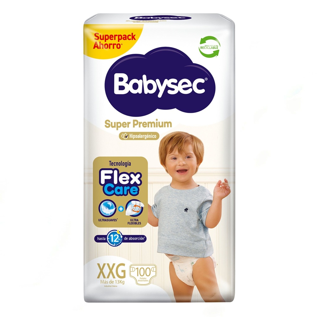 Pañales Babysec Súper Premium XXG. 100 Un Babysec