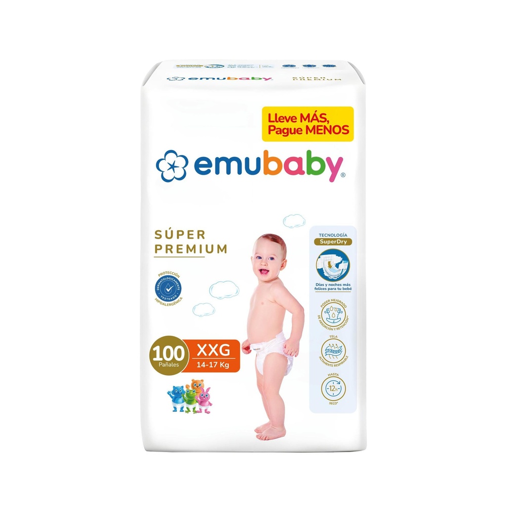 Pañales Emubaby Súper Premium XXG 100 Un Emubaby