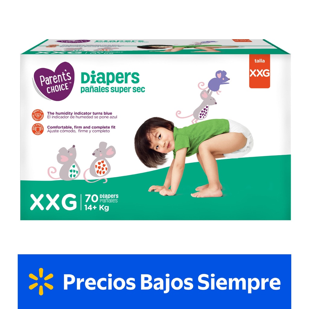Pañales Parent's Choice Súper Sec XXG 70 Un Parent's Choice