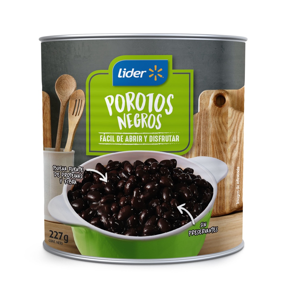 Porotos Negros en Conserva Drenado 138 g - Neto 227 g Lider