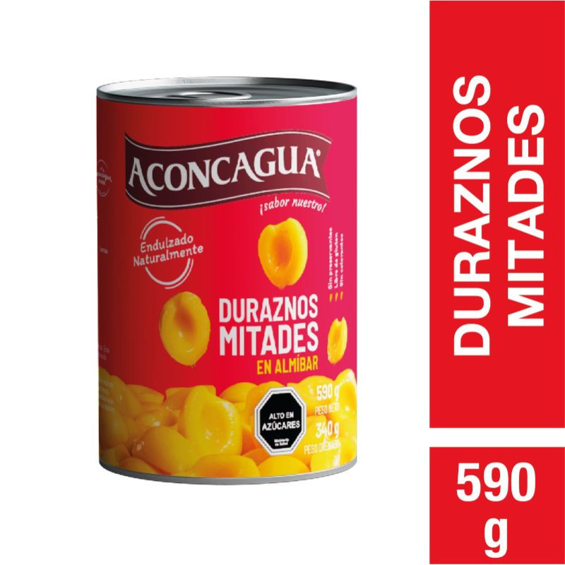 Duraznos en Mitades Tarro Drenado 340 g - Neto 580 g Aconcagua
