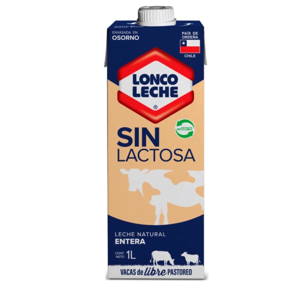 Leche Entera Natural sin Lactosa 1 L Loncoleche