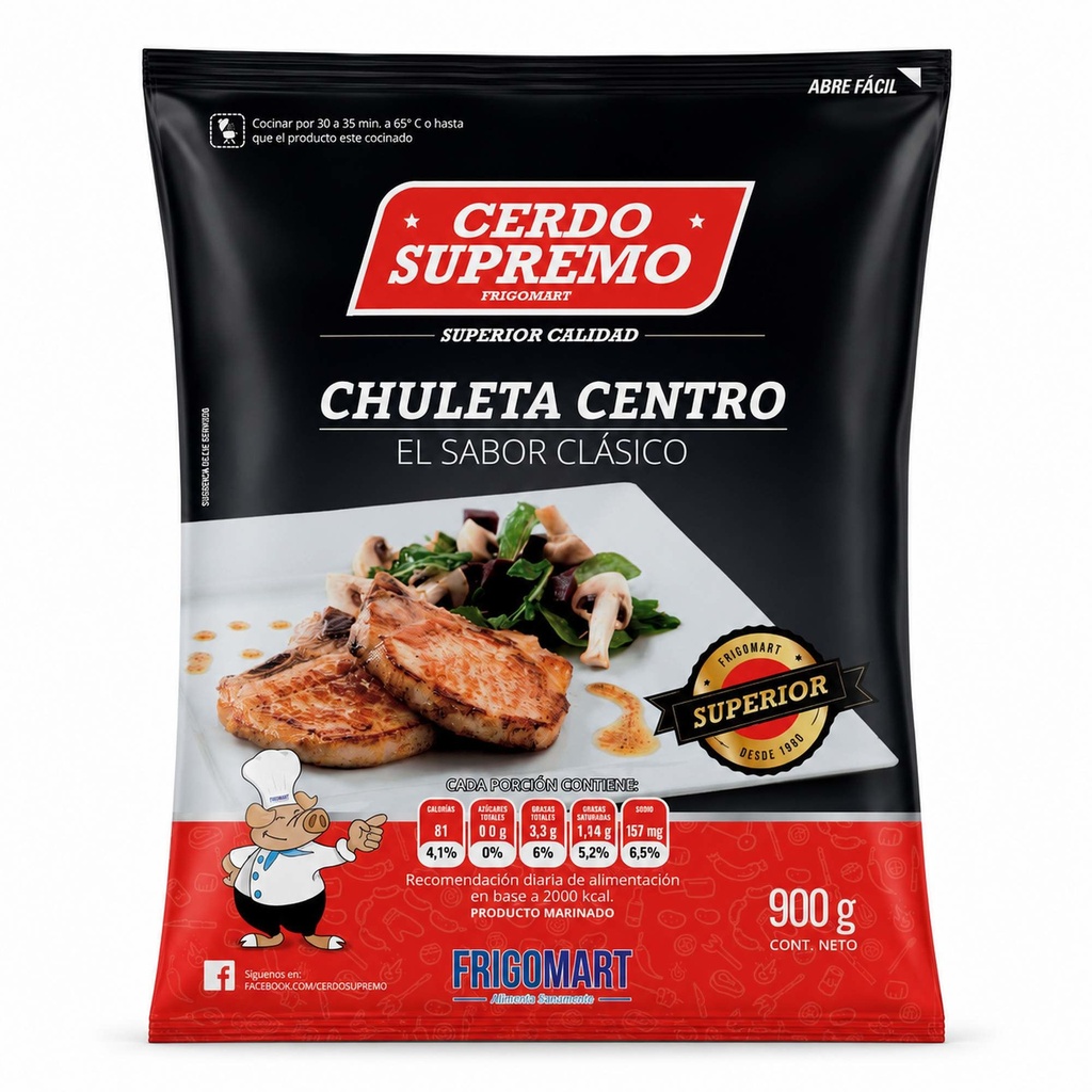 Chuleta de Cerdo Centro Congelada 900 g Cerdo Supremo