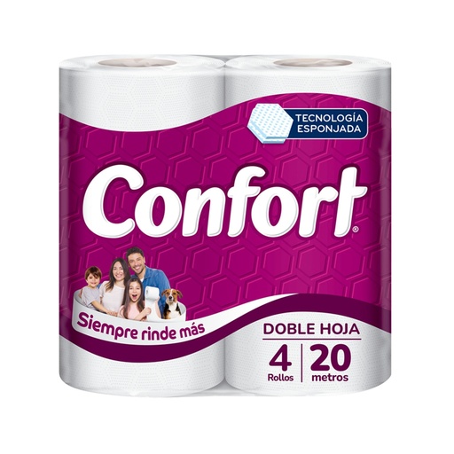 Papel Higiénico Doble Hoja 20 Metros. 4 Un Confort