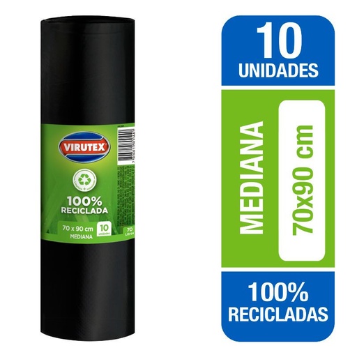 [500665] Bolsa de Basura Mediana 70x90 cm 10 Un Virutex