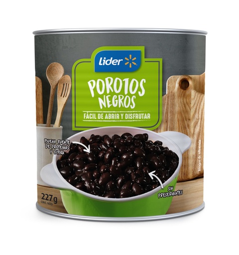 [1098279] Porotos Negros en Conserva Drenado 138 g - Neto 227 g Lider