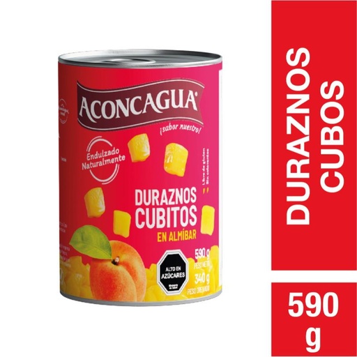 [268230] Duraznos en Cubitos Tarro Drenado 340 g - Neto 590 g Aconcagua