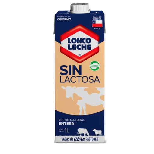 [300847] Leche Entera Natural sin Lactosa 1 L Loncoleche