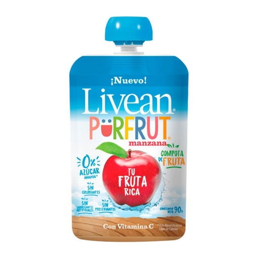 [1140593] Pouch Compota Pura Fruta Manzana 90 g Livean