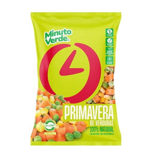 [300719] Mix de Vegetales Congelado Primavera de Verduras Bolsa 500 g Minuto Verde