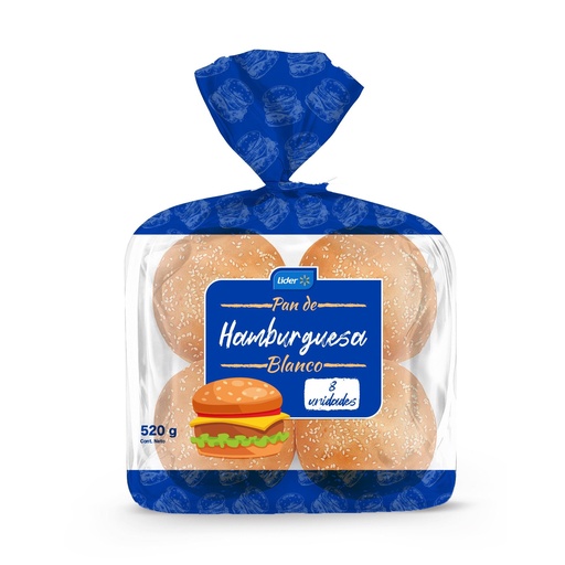 Pan De Hamburguesa 8 Un 520 g Lider