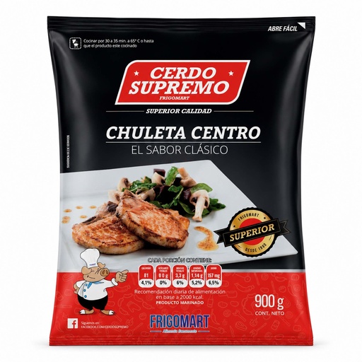 [464607] Chuleta de Cerdo Centro Congelada 900 g Cerdo Supremo